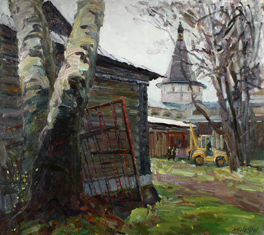 The monastery yard Painting by Juliya Zhukova
