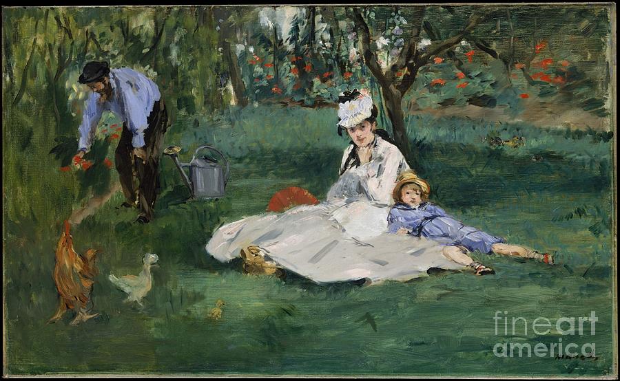 Claude Monet Painting - The Monet Family in Their Garden at Argenteuil by Celestial Images