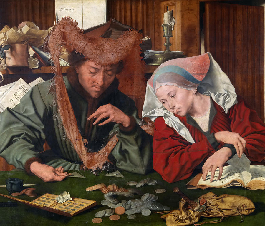 The Moneychanger and his Wife Painting by Marinus van Reymerswaele