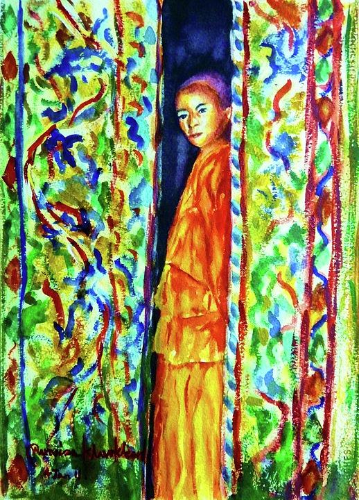 The Monk Painting by Wanvisa Klawklean