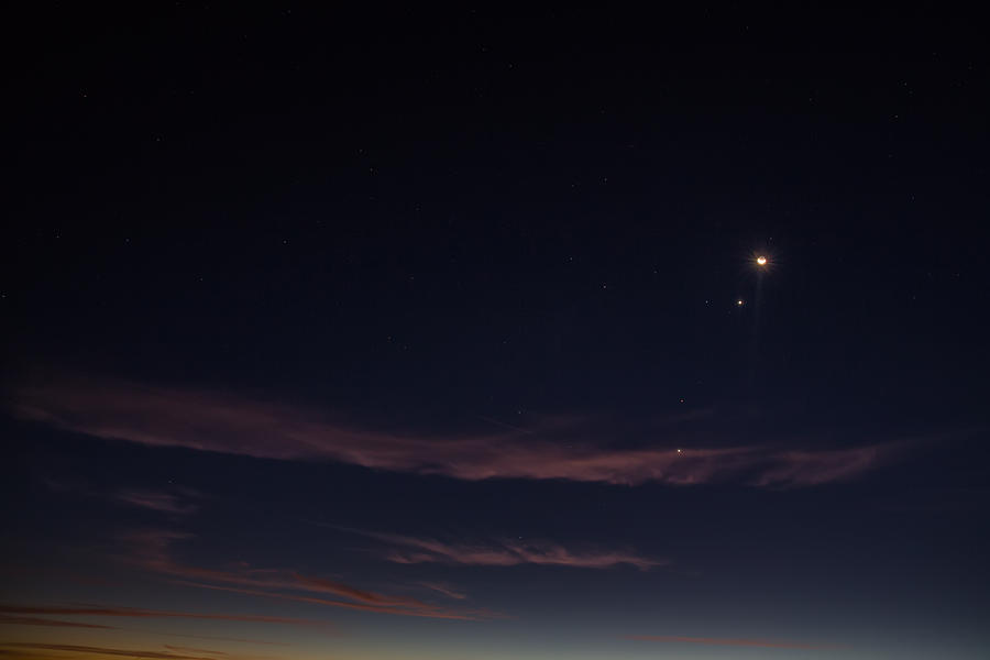 Space Digital Art - The Moon and the Planets at Sunrise by John Haldane