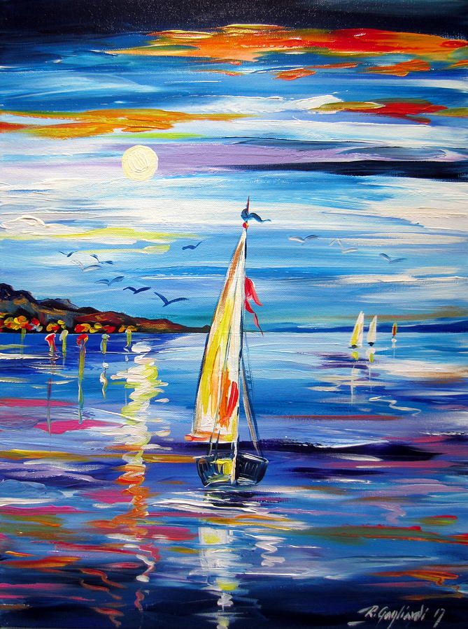 The Moon And The Sails Painting by Roberto Gagliardi