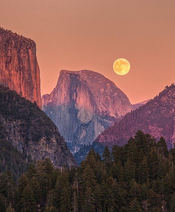 Yosemite National Park Photograph - The moon hangs low by Andy Bucaille