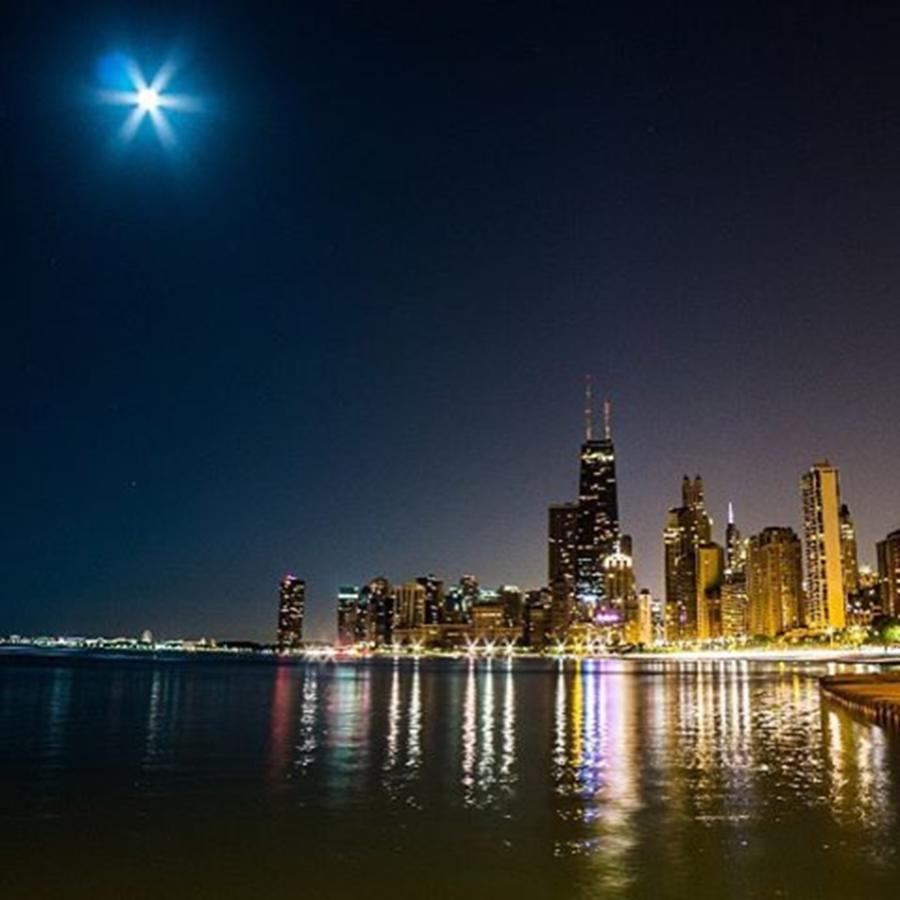 Chicago Photograph - The Moon Light Trying To Push Back The by Shane Stewart