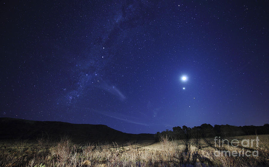 Space Photograph - The Moon, Venus, Mars And Spica by Luis Argerich