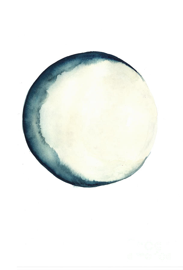 Planet Painting - The moon watercolor poster by Joanna Szmerdt