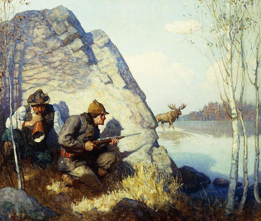 The Moose Call Painting by Newell Convers Wyeth - Pixels