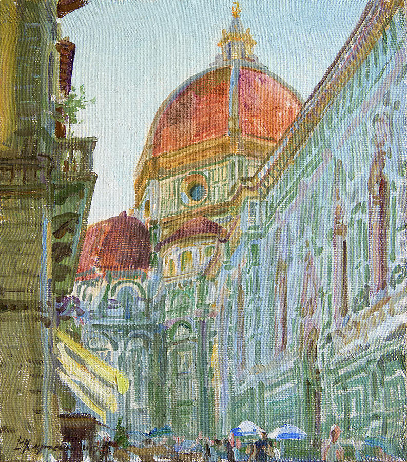 The morning in the cathedral square Painting by Victoria Kharchenko