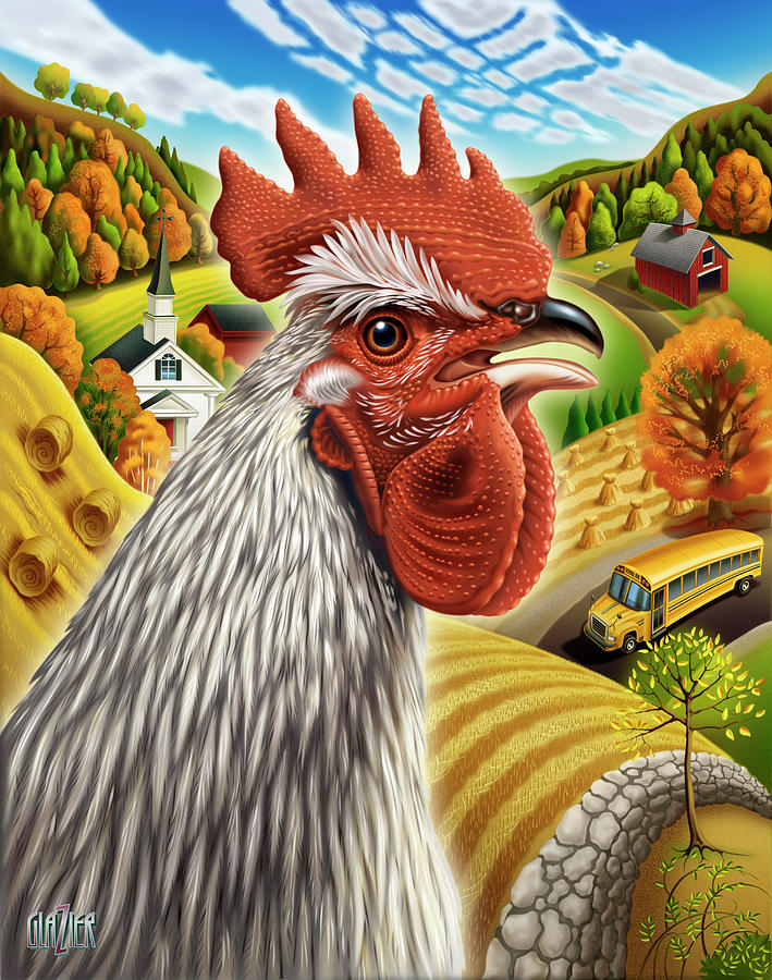 Rooster Digital Art - The Morning Rooster by Garth Glazier