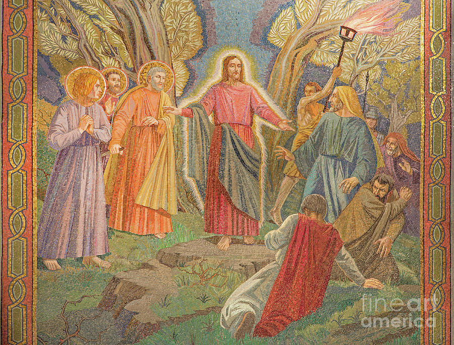 The Mosaic Of The Arresting Of Jesus In Gethsemane Garden By Pietro D 