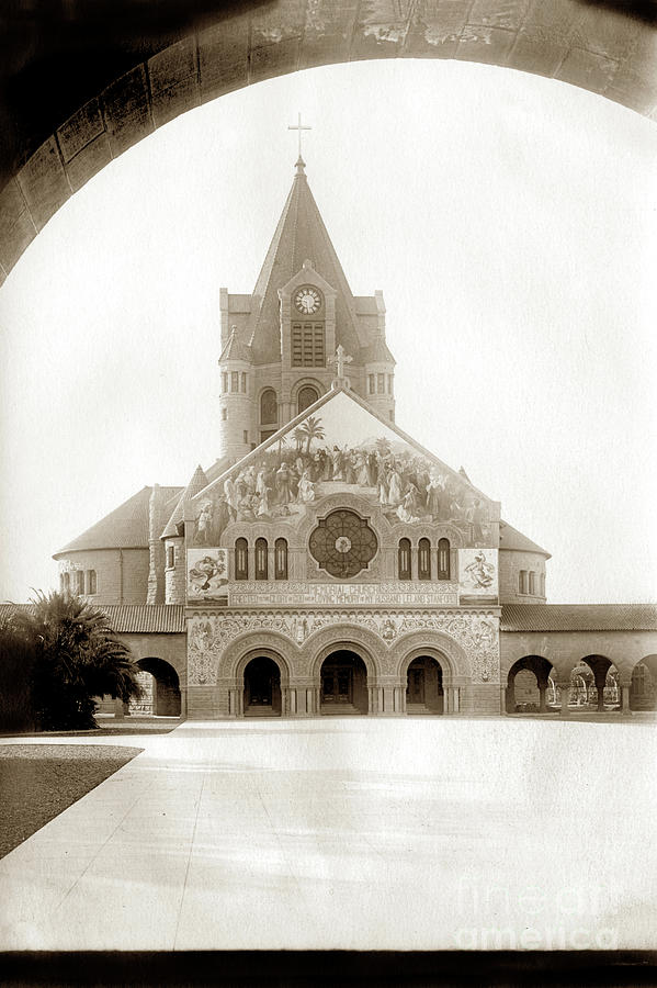 Mosaic Photograph - The mosaic work on the Stanford Memorial Church December 1903 by Monterey County Historical Society