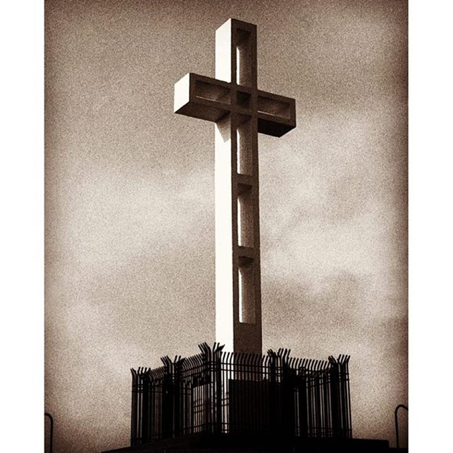 Blackandwhite Photograph - The Mount Soledad Cross In La Jolla by Alex Snay