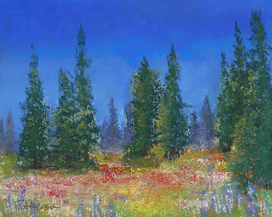 Impressionism Pastel - The Mountain Meadow by David Patterson