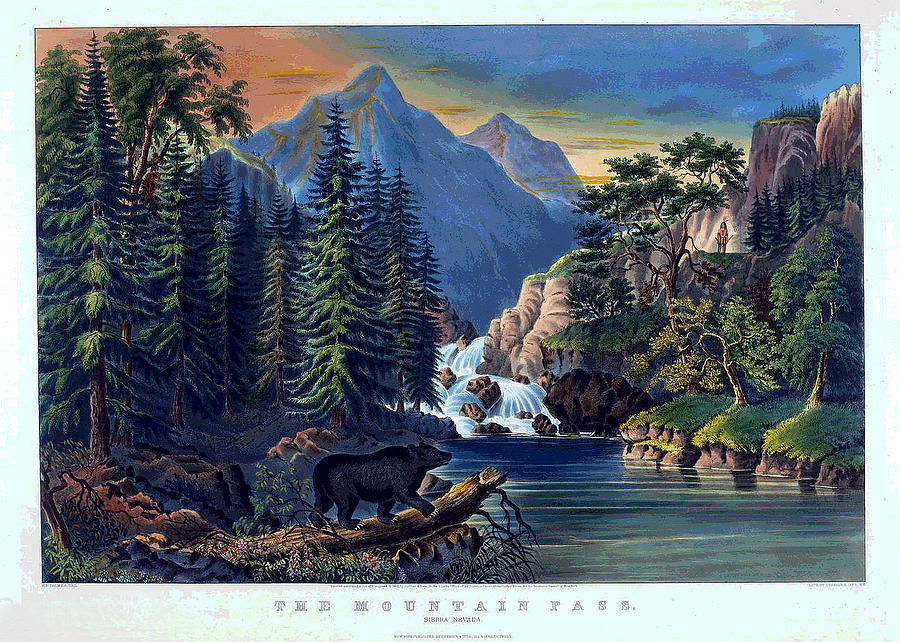 The Mountain Pass - Sierra Nevada Painting by Currier and Ives - Joy of ...