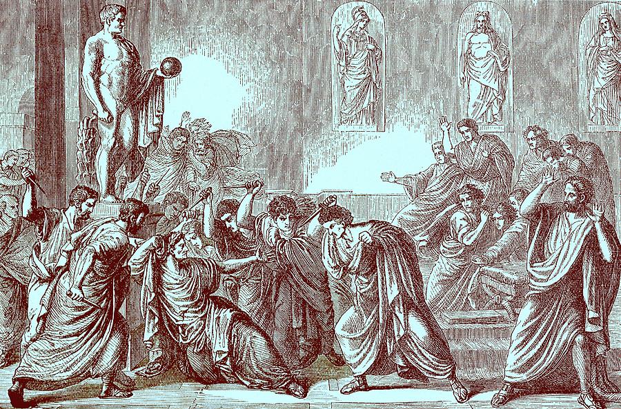 The Murder of Julius Caesar Drawing by English School