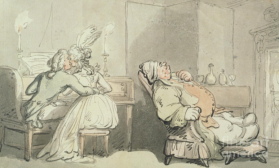 The Music Master Drawing by Thomas Rowlandson