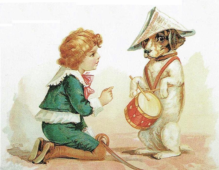 Vintage Painting - The Musical Pooch by Reynold Jay