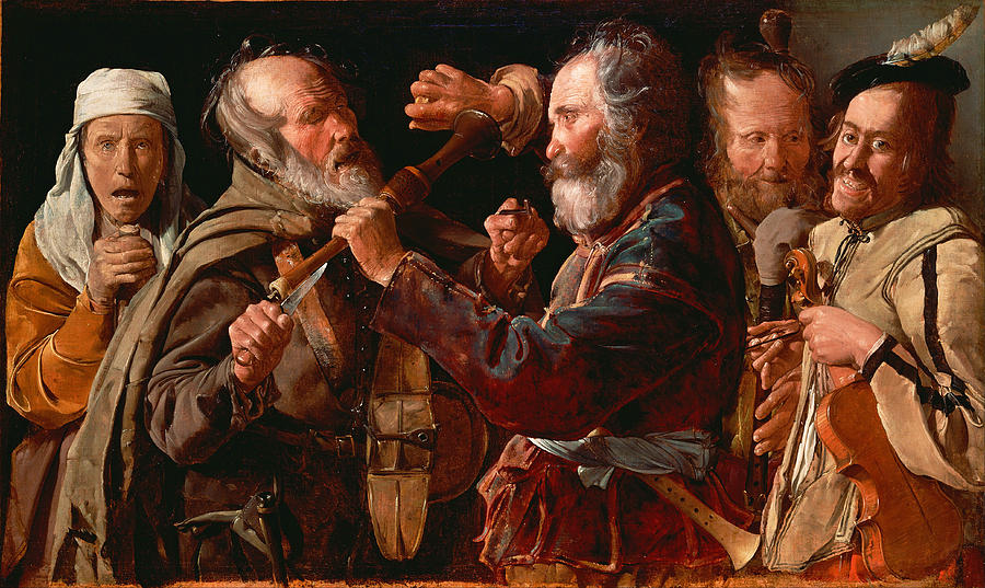 The Musicians Brawl Painting by Georges de La Tour
