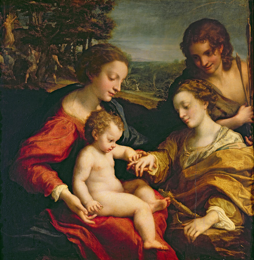 The Mystic Marriage of Saint Catherine of Alexandria Painting by Correggio