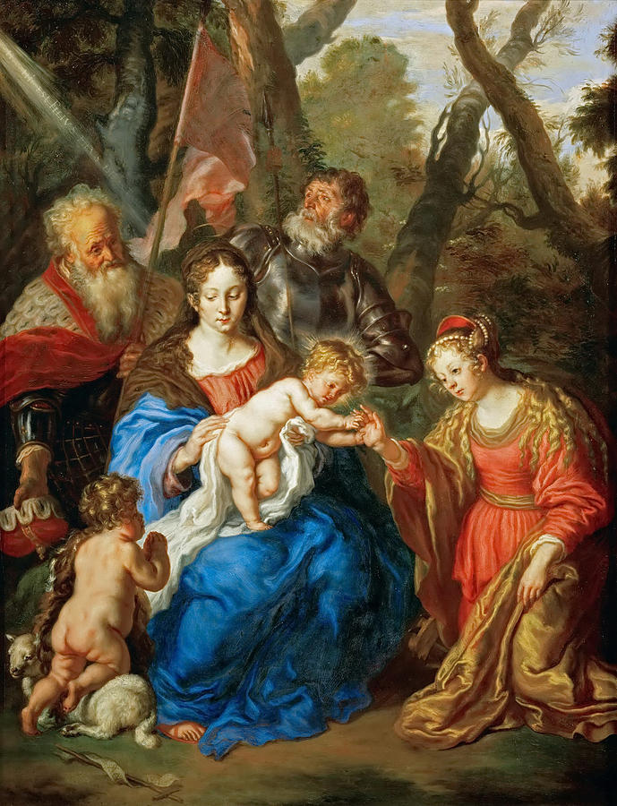The Mystic Marriage of Saint Catherine of Alexandria with Saints Leopold and William Painting by Joachim von Sandrart
