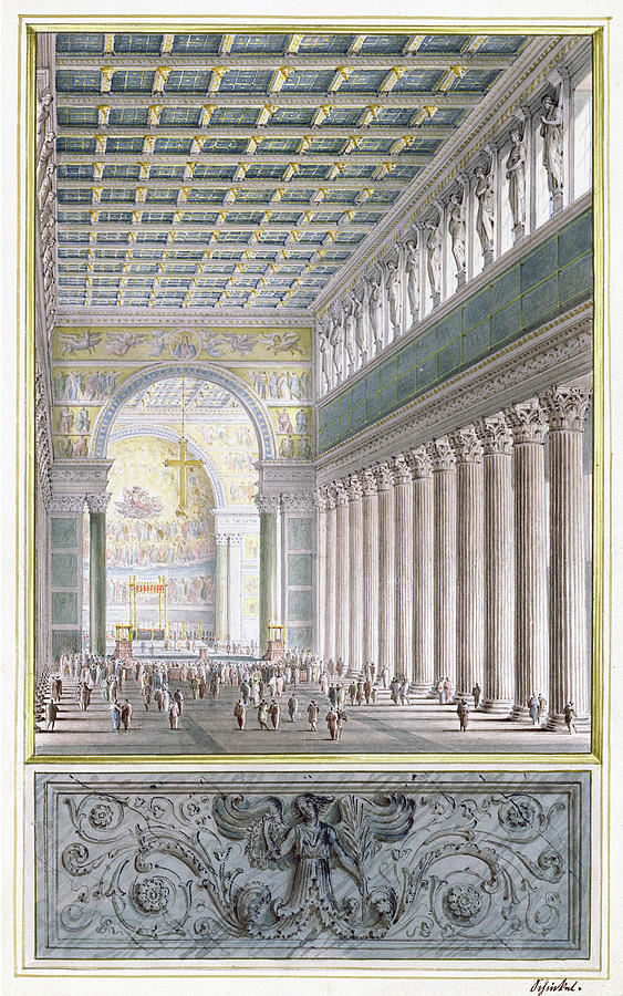 The Nave, Apse, and Crossing of a Cathedral for Berlin Painting by Karl Friedrich Schinkel