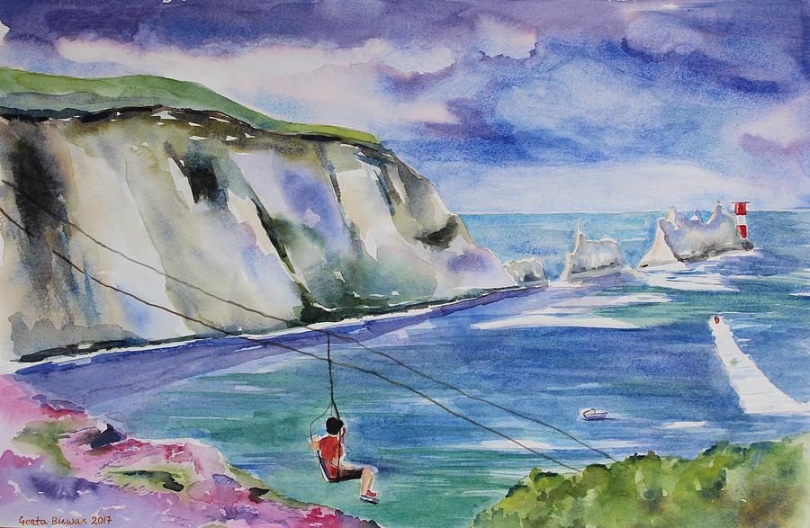 The Needles Isle of Wight in England  Painting by Geeta Yerra