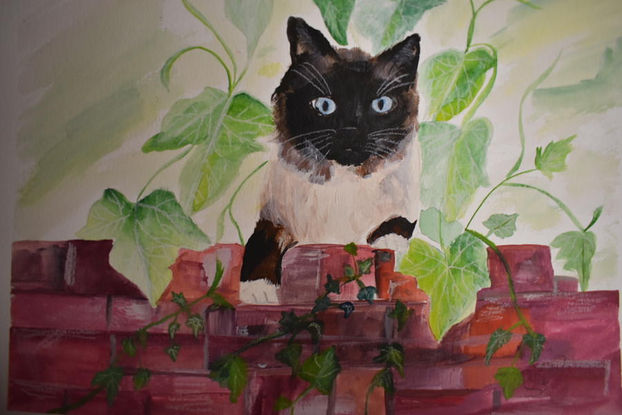 The Neighbors Cat Painting by Susan Voidets