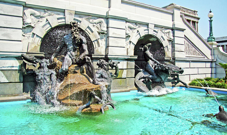 The Neptune Fountain At The Library Of Congress - King Of The Sea And One Nymph Photograph by Cora Wandel