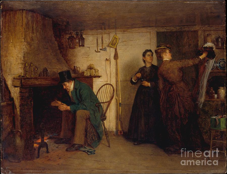 Eastman Johnson Painting - The New Bonnet by Celestial Images