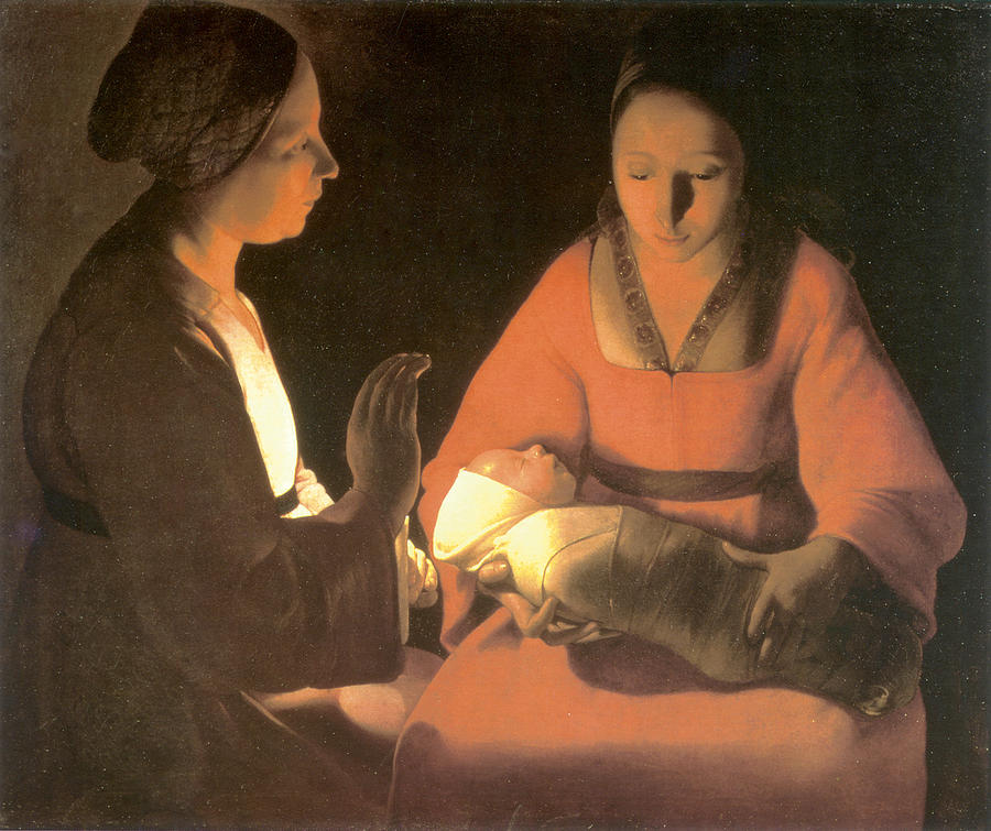 The New Born Child, c. 1645 Painting by George De La Tour