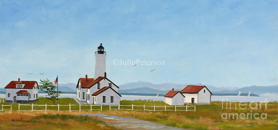 The New Dungeness Lighthouse Painting by Julie Peterson