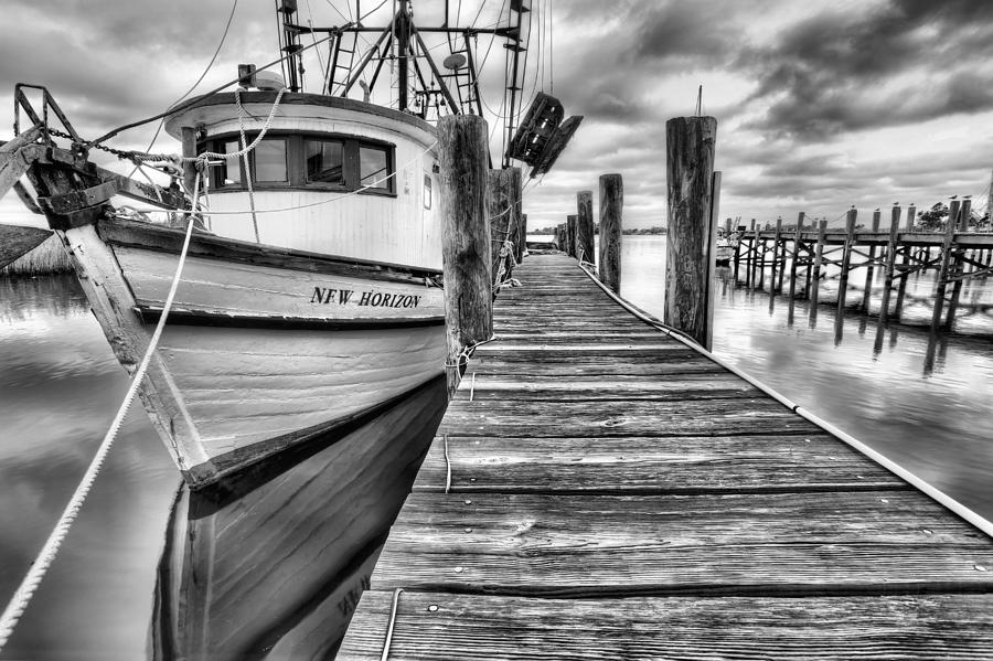 The New Horizon Shrimp Boat BW Photograph by JC Findley
