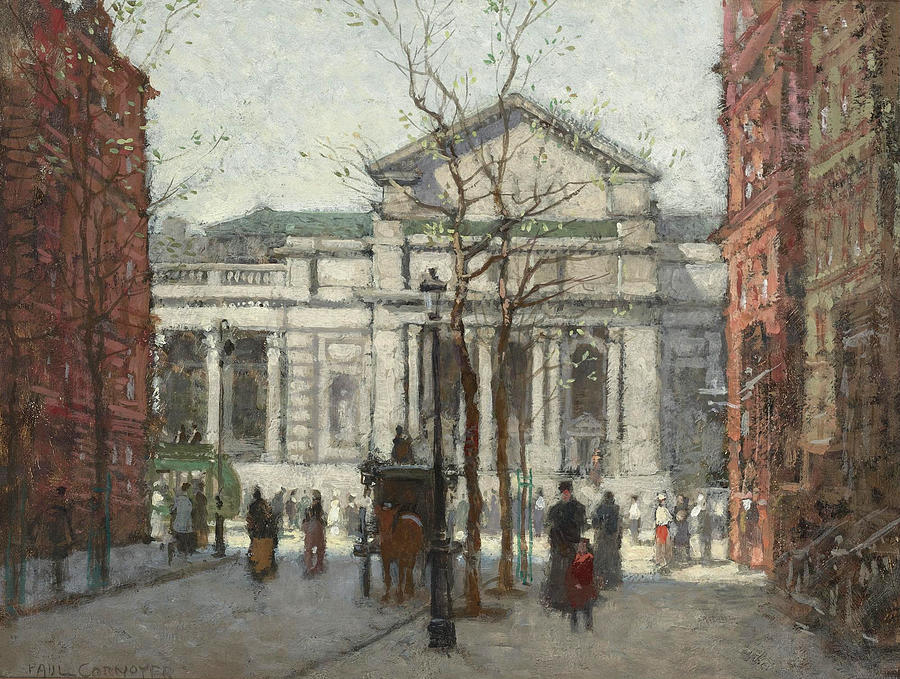 The New York Public Library Painting by Paul Cornoyer