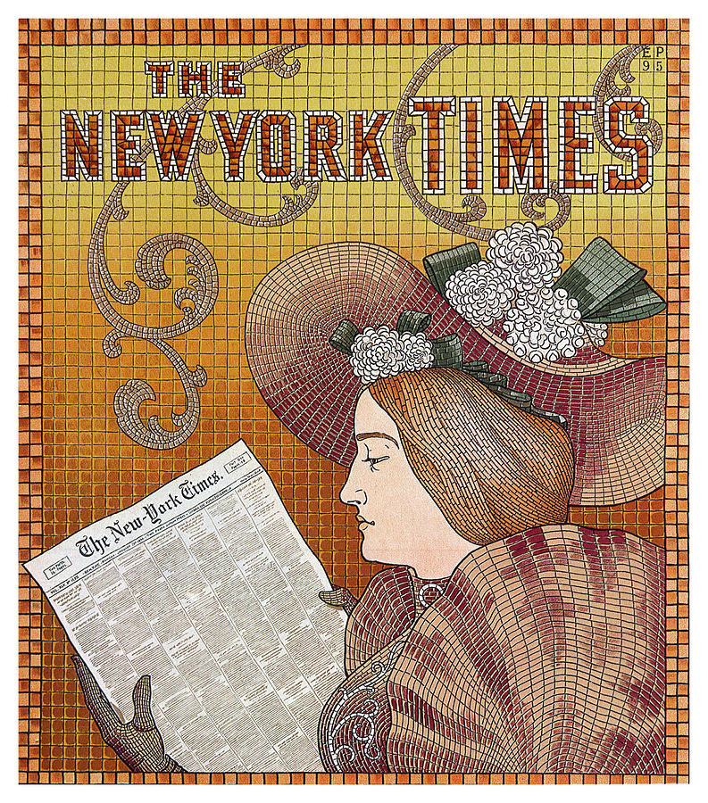 Vintage Mixed Media - The New York Times - Magazine Cover - Vintage Art Nouveau Poster by Studio Grafiikka