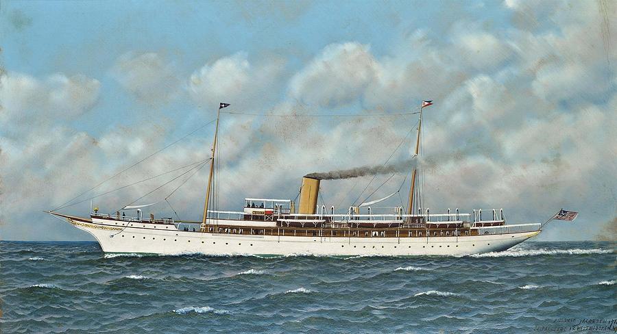 Sea Painting - The New York Yacht Club steam yacht Vanadis at sea by MotionAge Designs