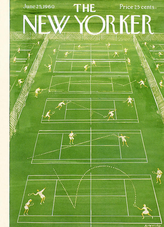 Tennis Painting - New Yorker Cover - June 25th, 1960 by Anatol Kovarsky