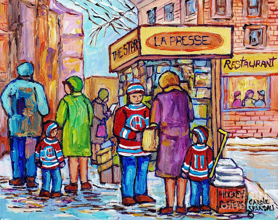 The Newsstand La Presse The Star Hockey Jerseys Plateau Mont Royal City Scene Painting C Spandau Art Painting by Carole Spandau