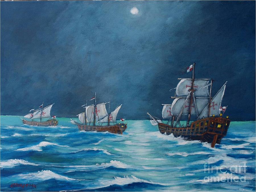 Ships Painting - The Night before by Jean Pierre Bergoeing