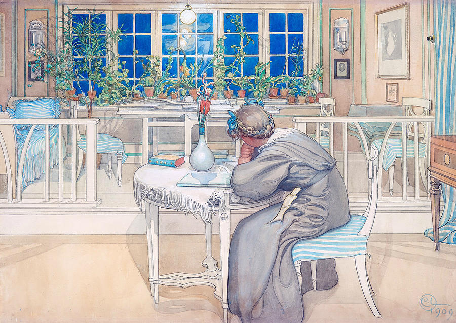 The Night Before the Trip to England Painting by Carl Larsson
