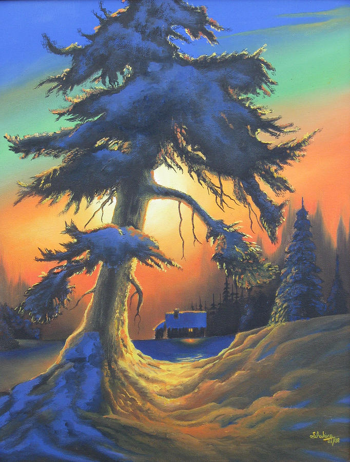 Tree Painting - A Calm Night by Shakira M