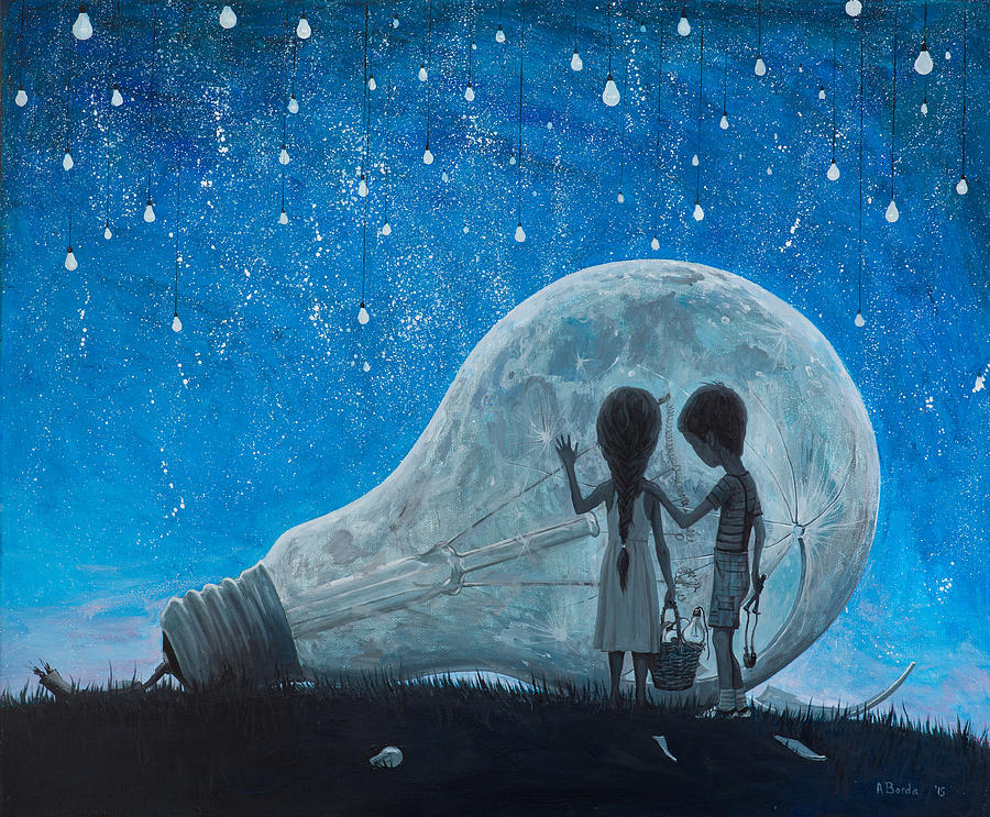 The Night We Broke The Moon Painting by Adrian Borda