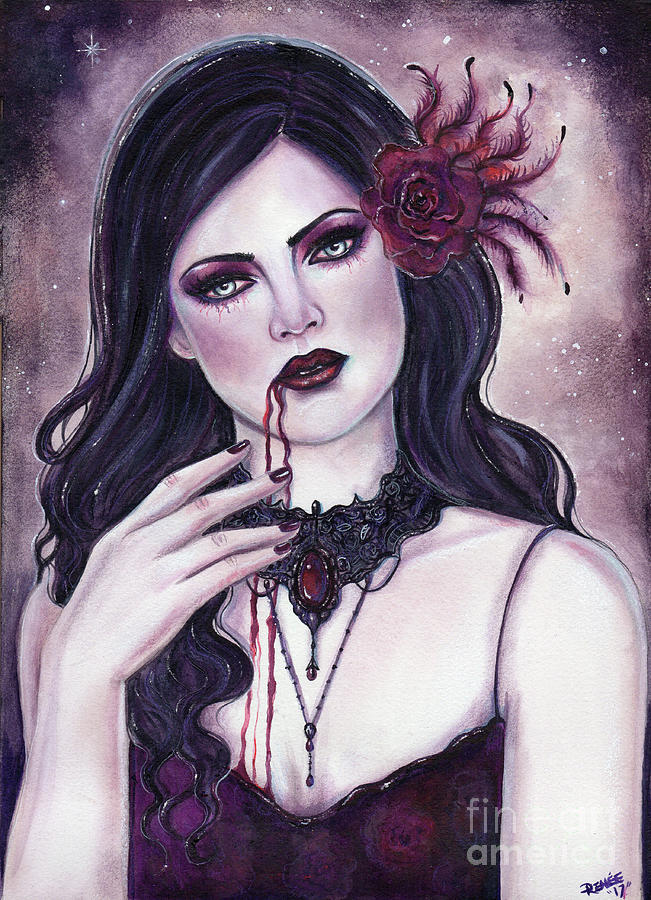 Vampire Painting - The nightmare Ive become vampire by Renee Lavoie.