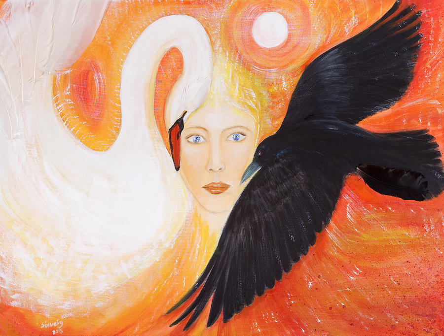 Swan Painting - The Nordic Goddess by Solveig Katrin