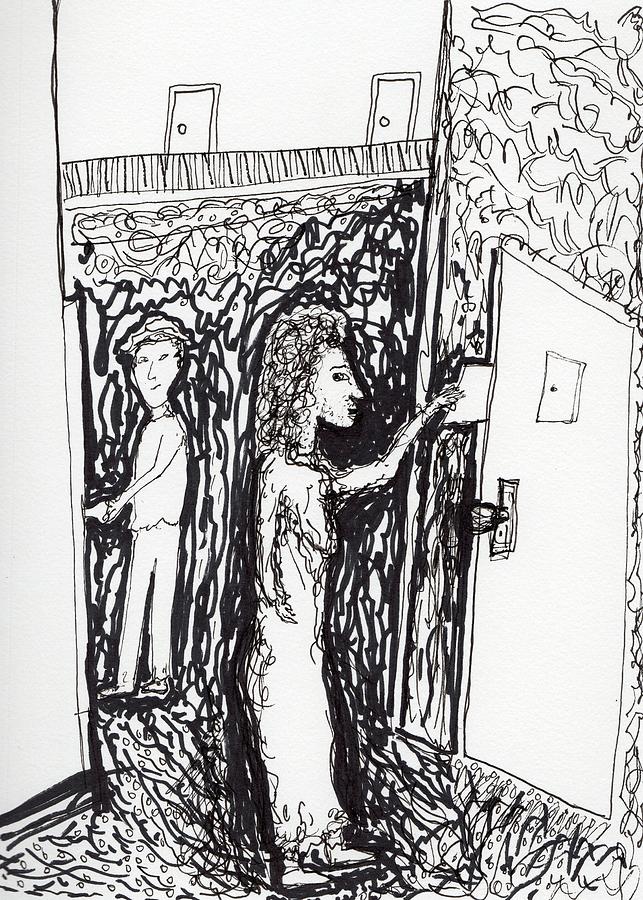 The note in the door Drawing by Jim Taylor