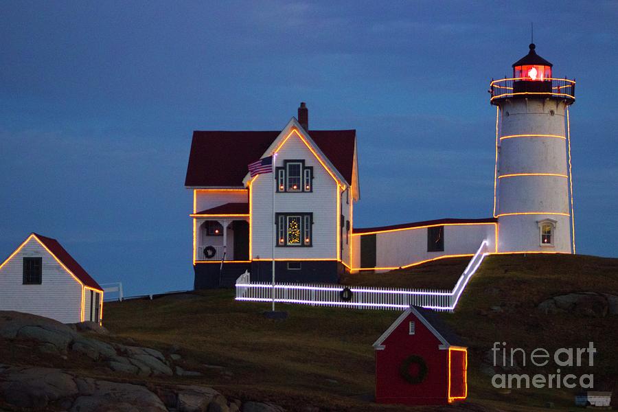 The Nubble at Christmas Photograph by Alice Mainville