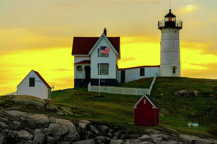 Lighthouse Photograph - The Nubble Cape Neddick Lighthouse in Maine At Dawn by Chris Lord