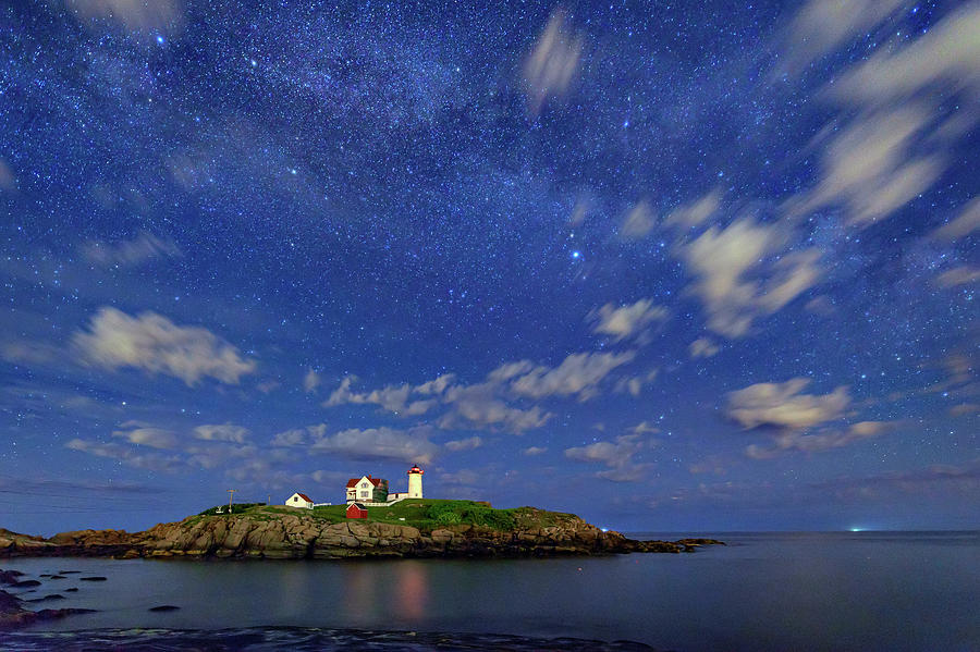 Lighthouse Photograph - The Nubble Under the Stars by Rick Berk