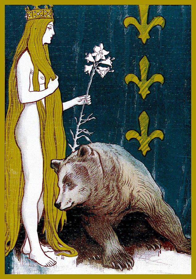 The Nude and the Bear Jugend Magazine Cover Painting by Jugend Magazine