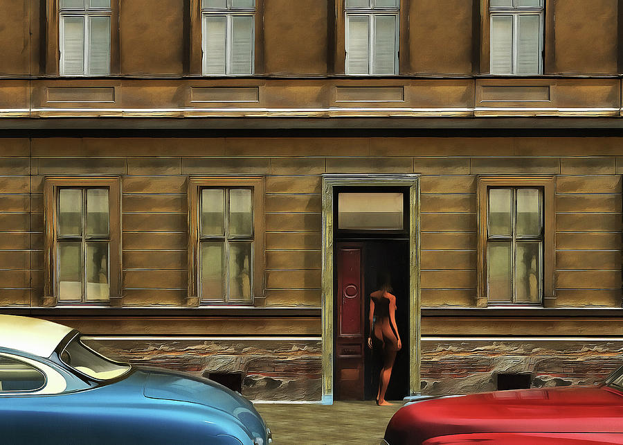 The nude in the door Painting by Jan Keteleer