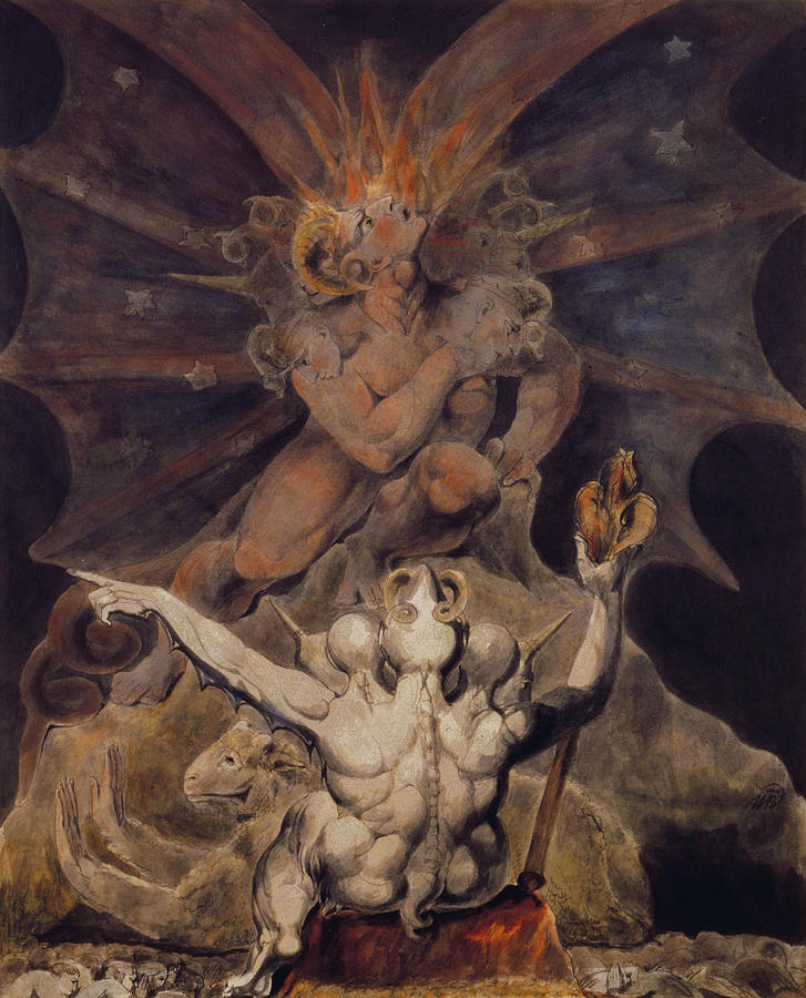 The Number of the Beast is 666 Painting by William Blake